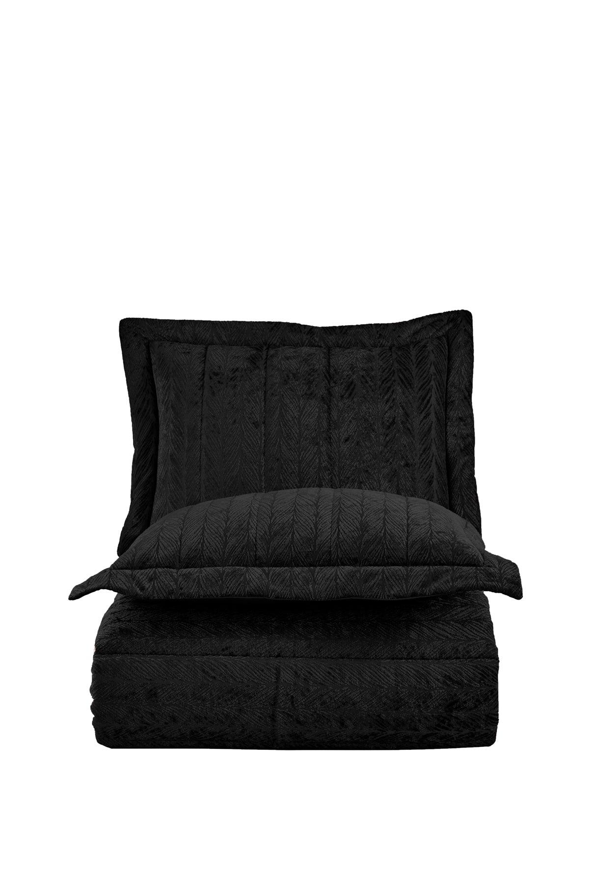 Comfort yeni nesil uykuseti - 3 parça Velvet Antrasit (230x220cm) - Elart Home