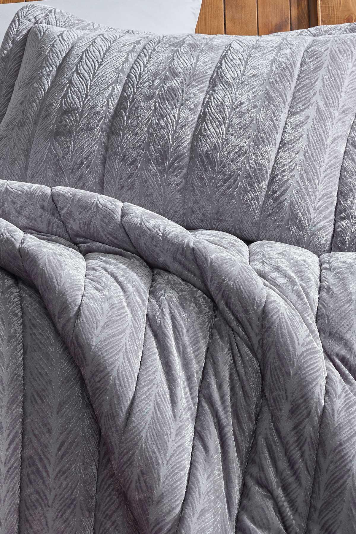 Comfort yeni nesil uykuseti - 3 parça Velvet Gümüş (230x220cm) - Elart Home