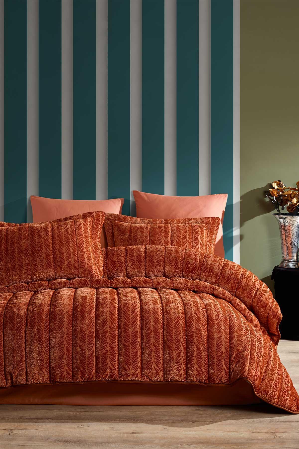 Comfort yeni nesil uykuseti - 3 parça Velvet Tarçın (230x220cm) - Elart Home