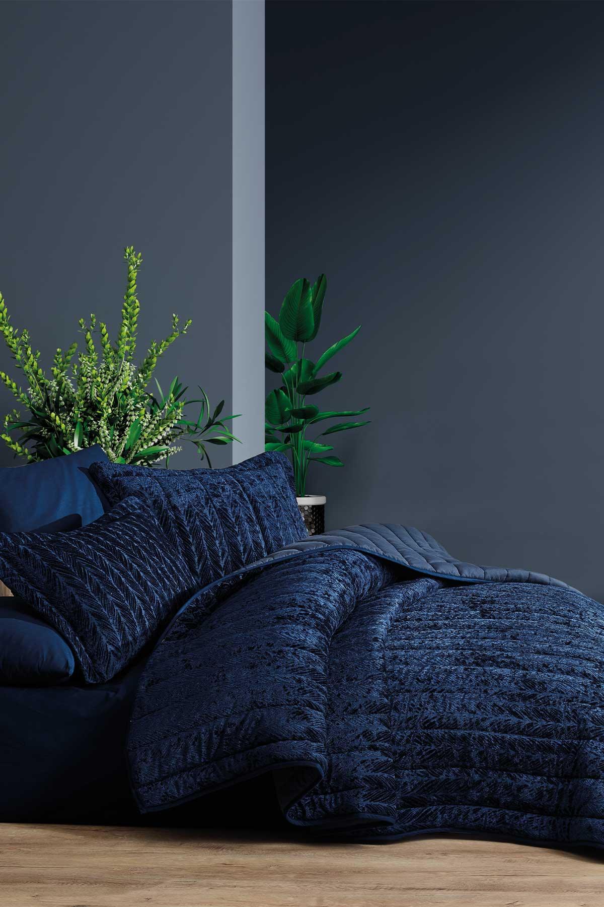 Comfort yeni nesil uykuseti - 6 parça Velvet Lacivert (230x220cm) - Elart Home