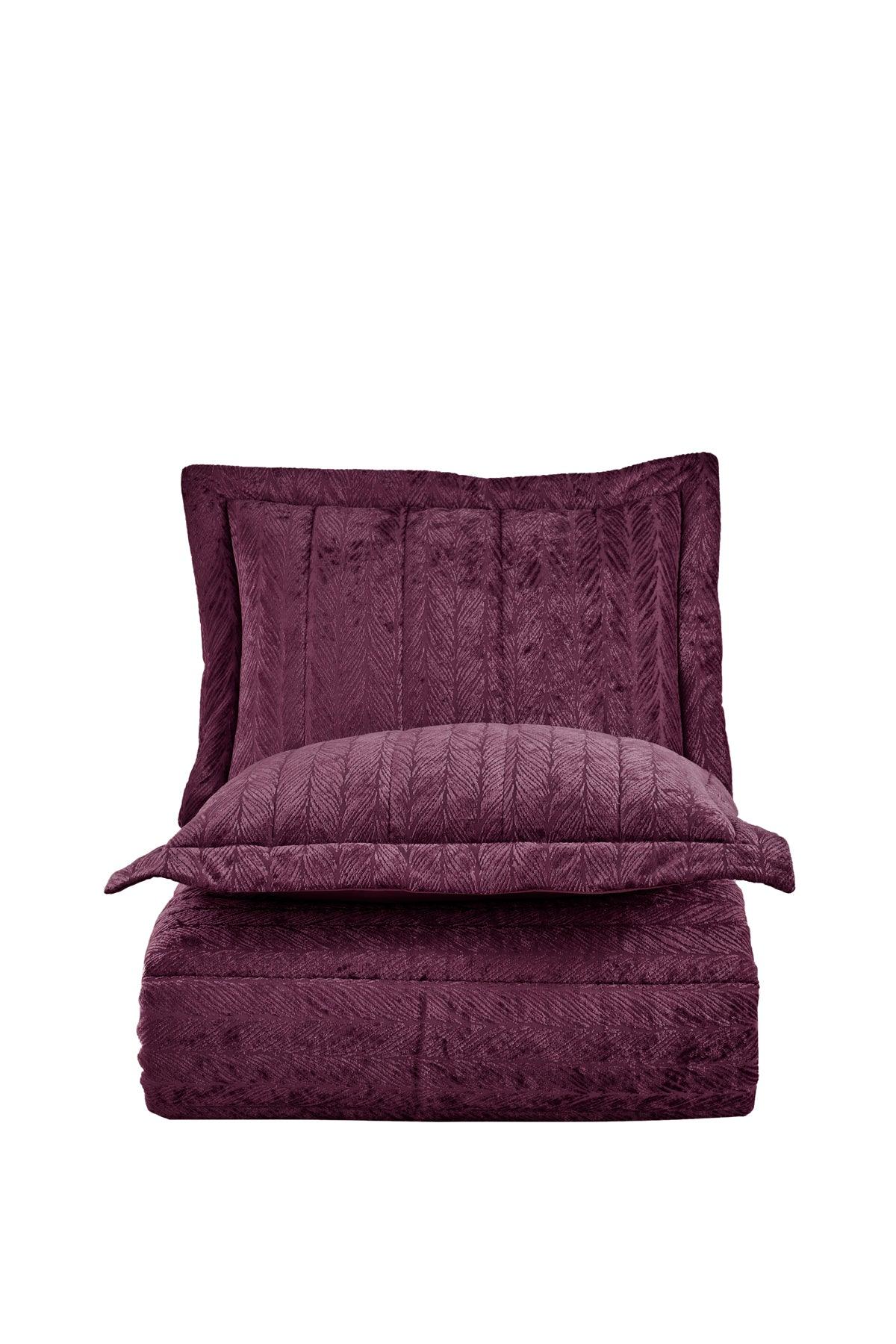 Comfort yeni nesil uykuseti - 6 parça Velvet Mürdüm (230x220cm) - Elart Home