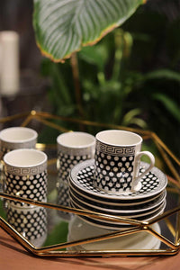 Elart Black and White Belen 6 Kişilik Kahve Fincanı Takımı - Elart Home