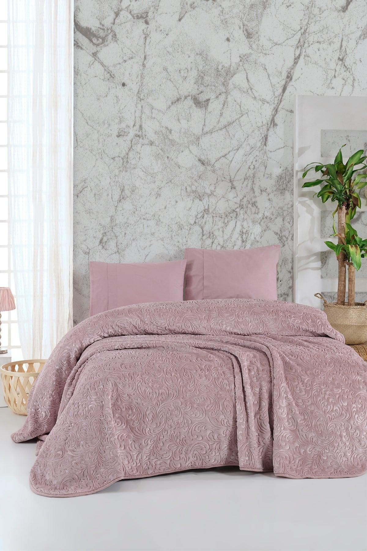 Embos Battaniye Çift Kişilik Gülkurusu 220x240cm - Elart Home