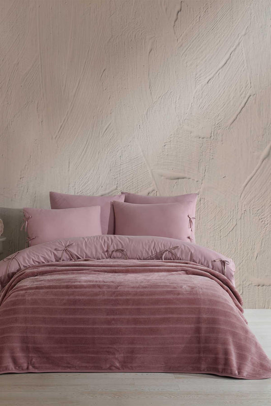 Embos Kürk Battaniye Çift Kişilik Noa Gülkurusu - Elart Home