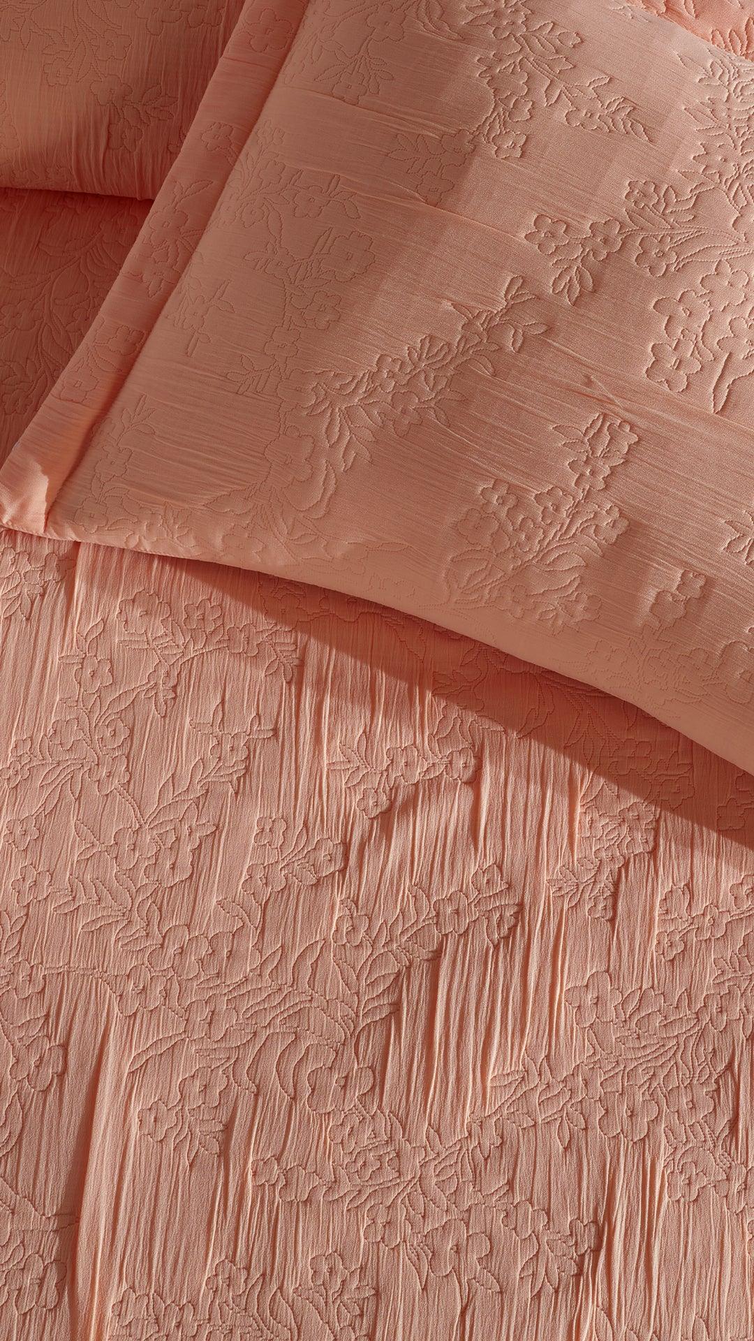 ELART Nice Yatak Örtüsü Çift Kişilik 3 Parça (240x250 cm) Somon