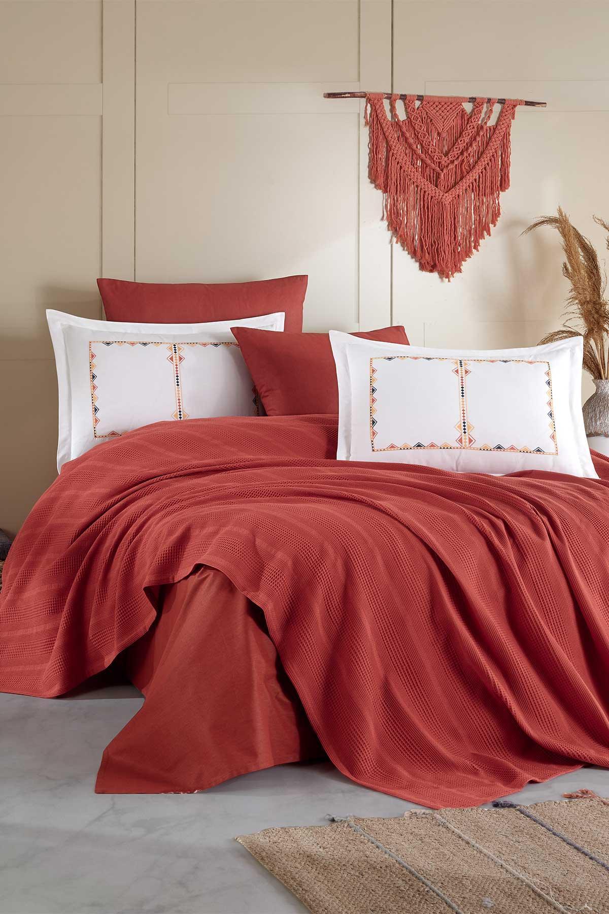 Pamuk Pike Seti Çift Kişilik 6 Parça Marcia Tarçın - Elart Home