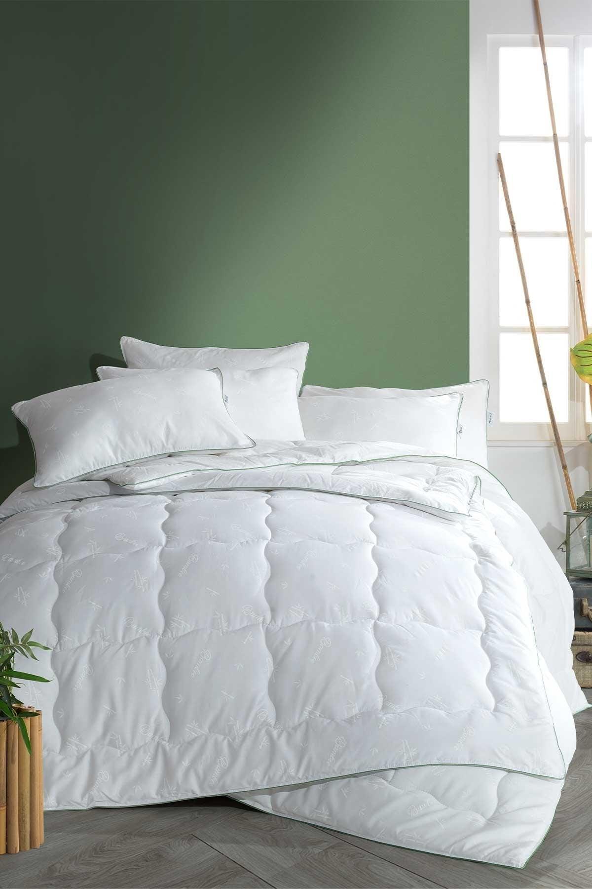 %100 Doğal Bambu Çift Kişilik Yorgan 62 Tel Saten Biyeli 195x215cm - Elart Home