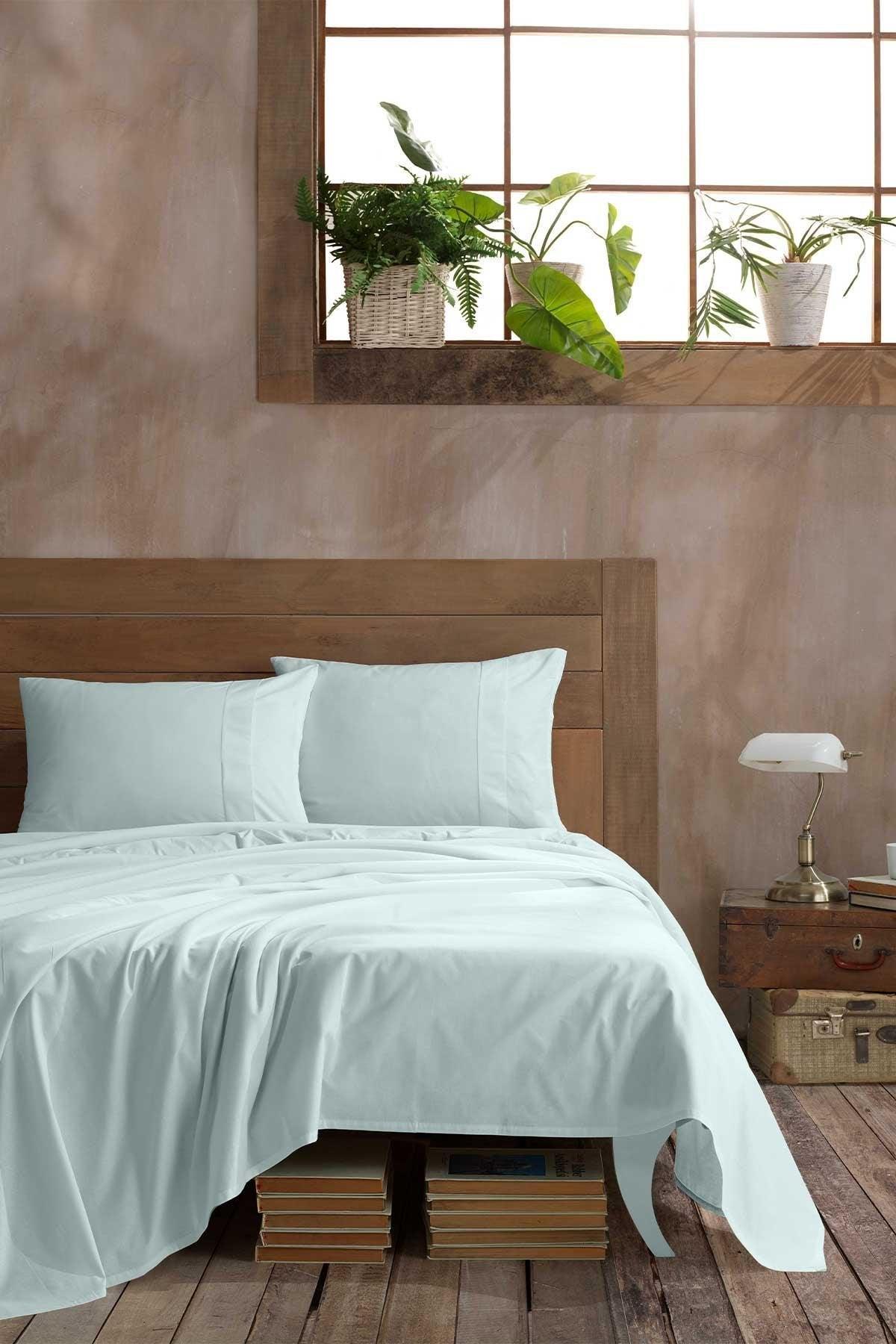 Ranforce Pamuk Çarşaf Seti Çift Kişilik %100 Doğal Pamuk 3 Parça Nil Yeşili - Elart Home