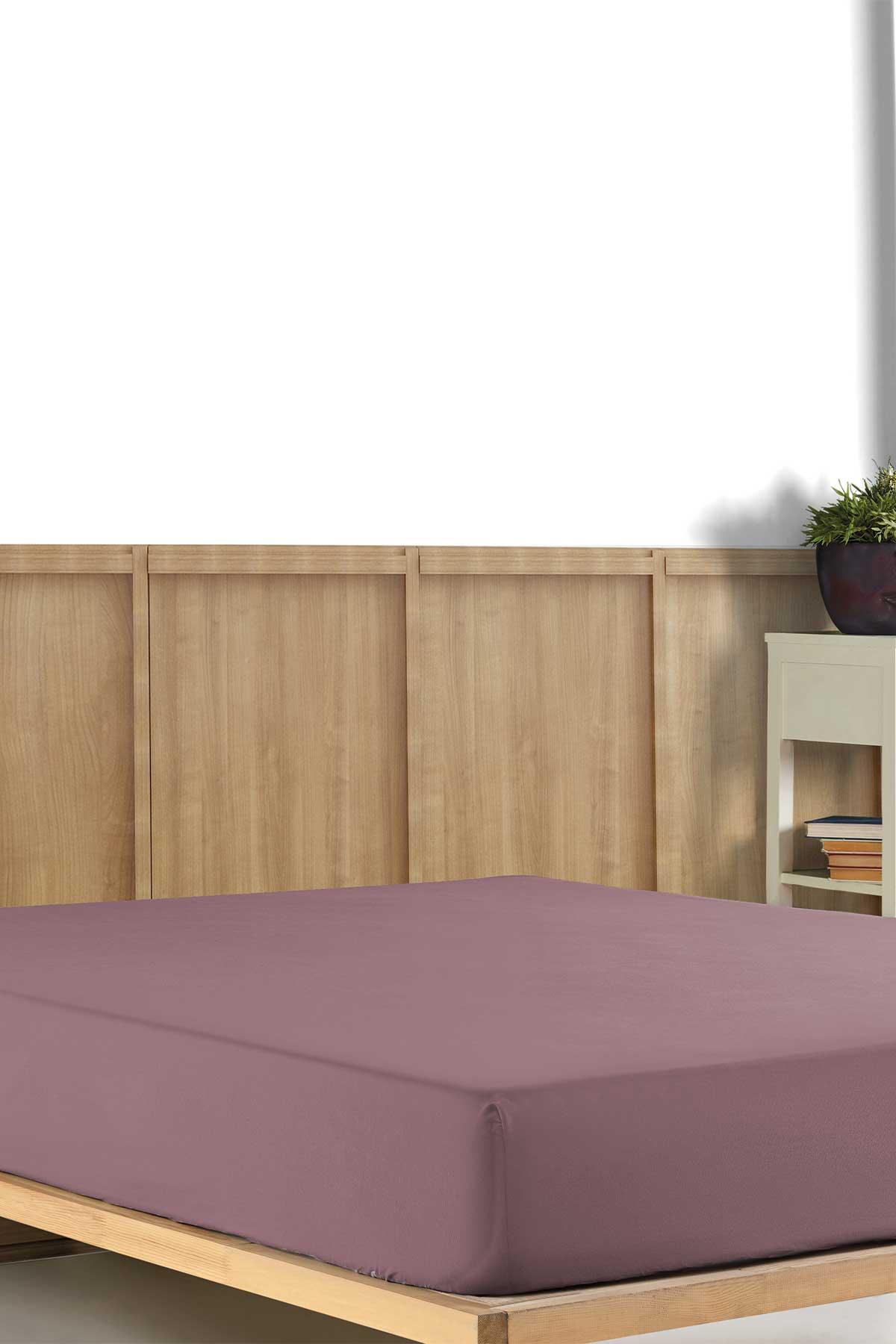 Ranforce Pamuk Fitted Çift Kişilik Çarşaf 180x200cm Gülkurusu - Elart Home