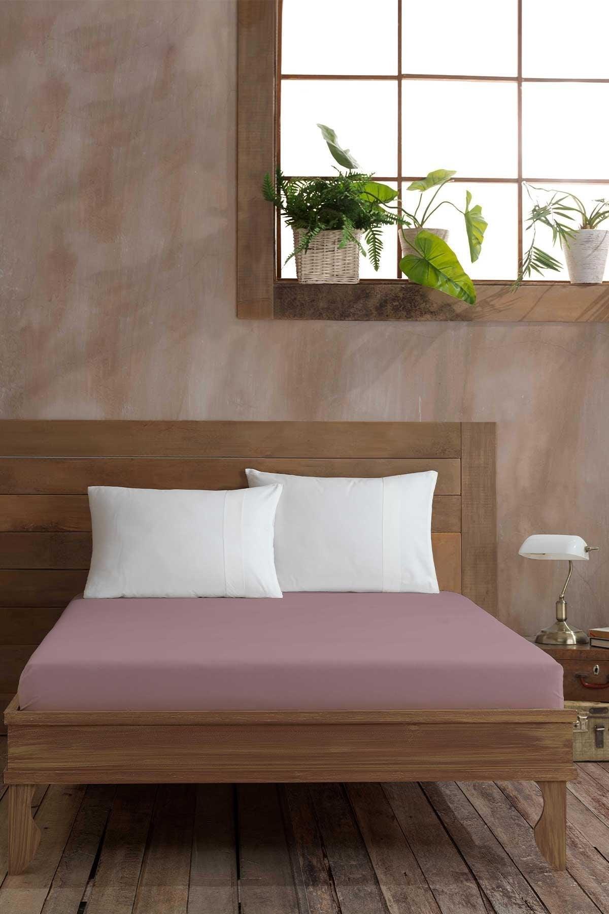 Ranforce Pamuk Fitted Tek Kişilik Çarşaf 100x200cm Gülkurusu - Elart Home