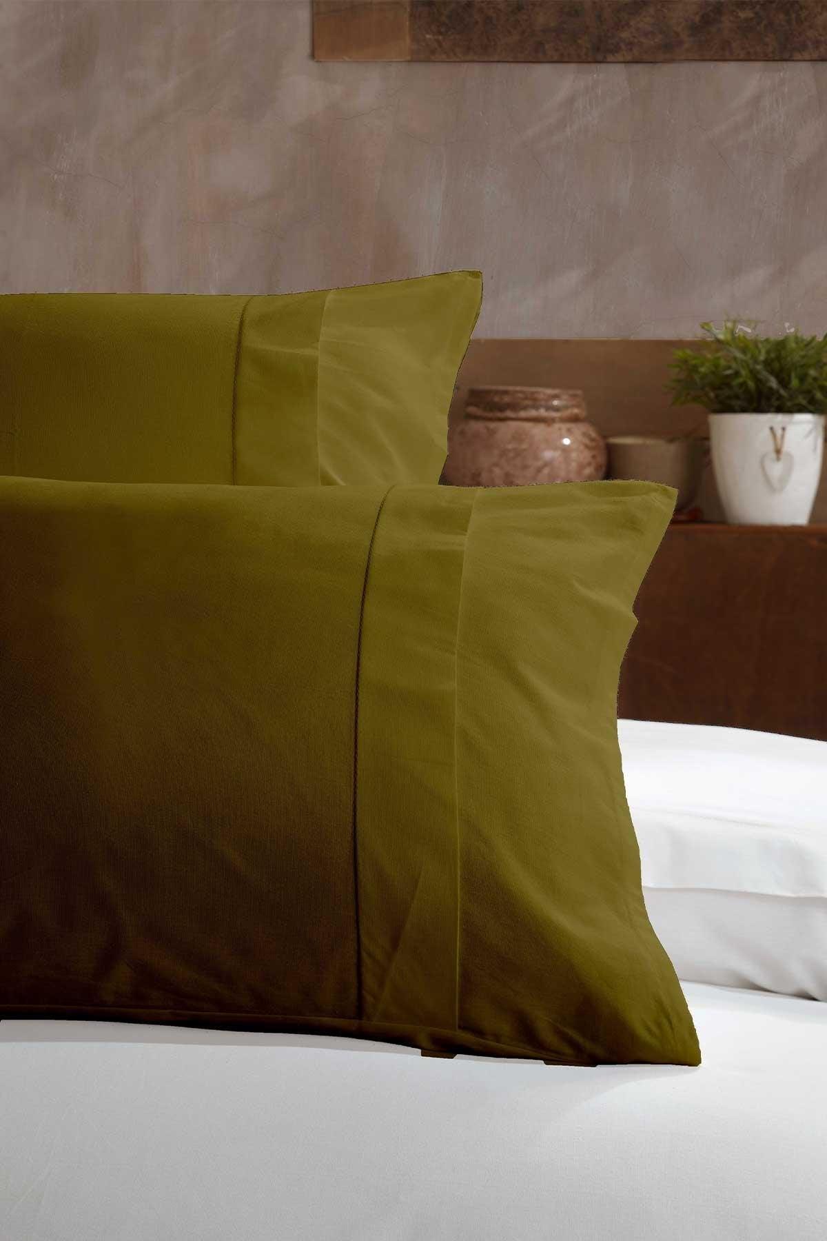 Ranforce Pamuk Yastık Kılıfı %100 Doğal Pamuk 2 Parça Ceviz Yeşili - Elart Home