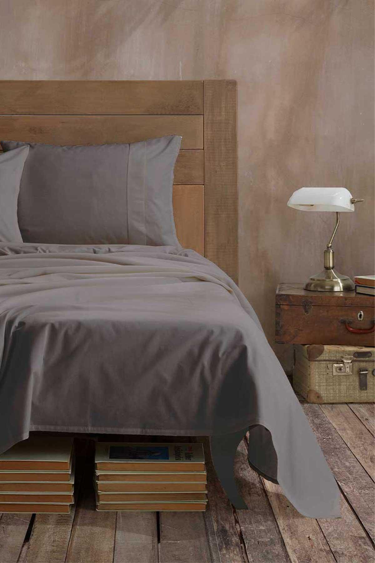 Ranforce %100 Pamuk Çarşaf Seti Tek Kişilik Antrasit - Elart Home