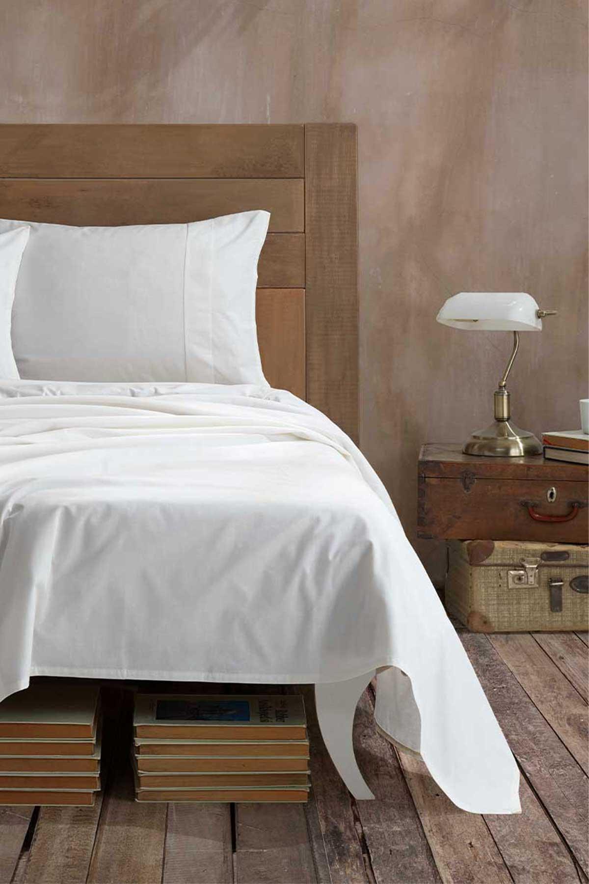 Ranforce %100 Pamuk Çarşaf Seti Tek Kişilik Krem - Elart Home