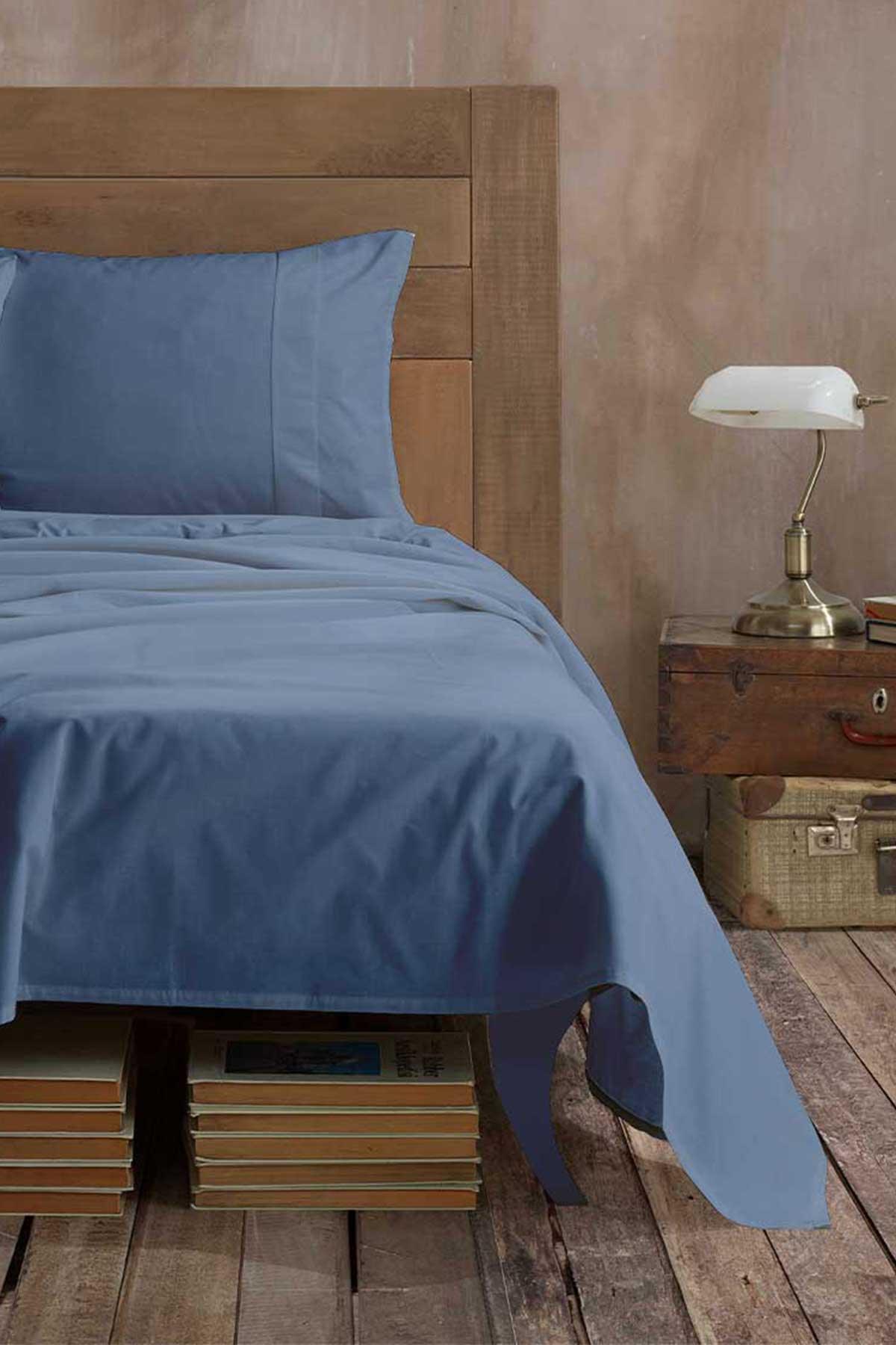 Ranforce %100 Pamuk Çarşaf Seti Tek Kişilik Mavi - Elart Home
