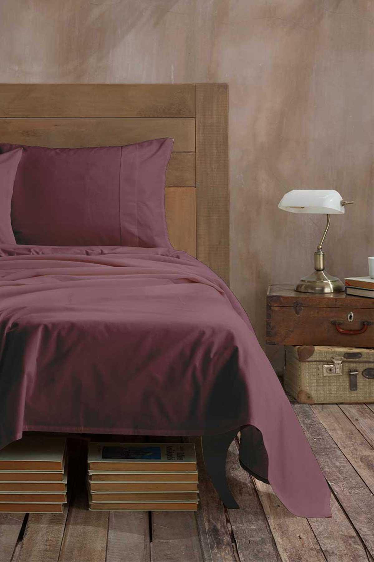 Ranforce %100 Pamuk Çarşaf Seti Tek Kişilik Mürdüm - Elart Home