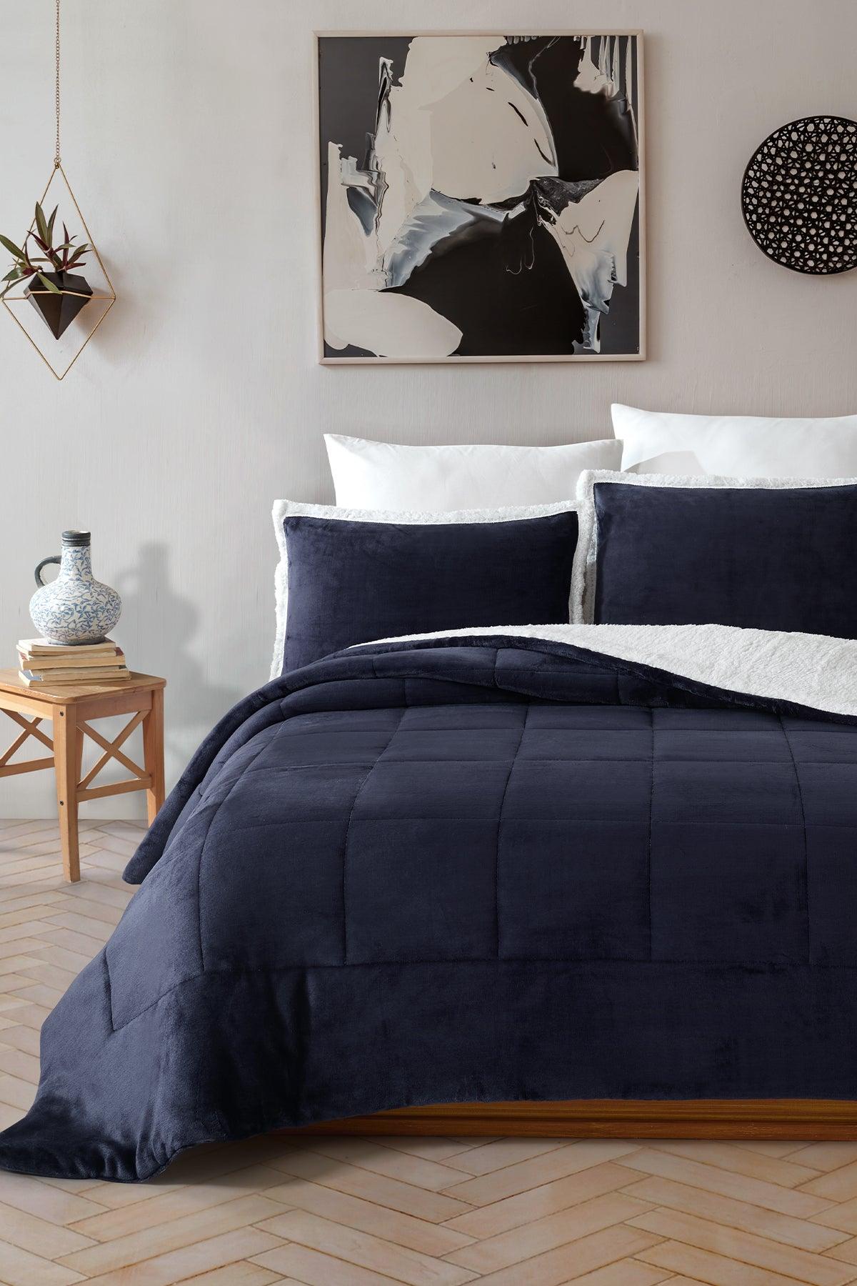 Solid Comfort Set Modern Uyku Seti Tek Kişilik Lacivert - Elart Home