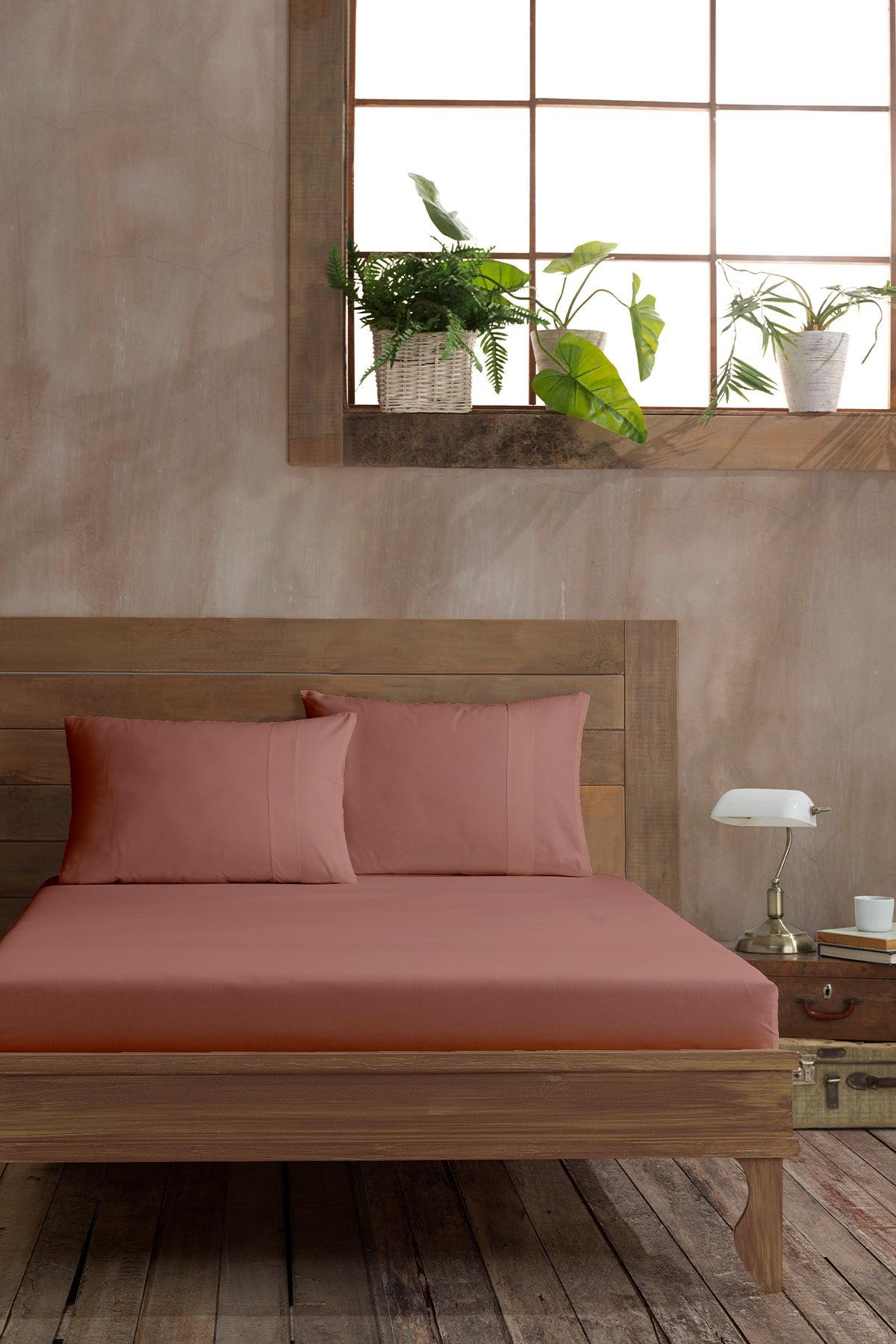 Ranforce Pamuk Fitted Çift Kişilik Çarşaf 160x200cm Tarçın - Elart Home