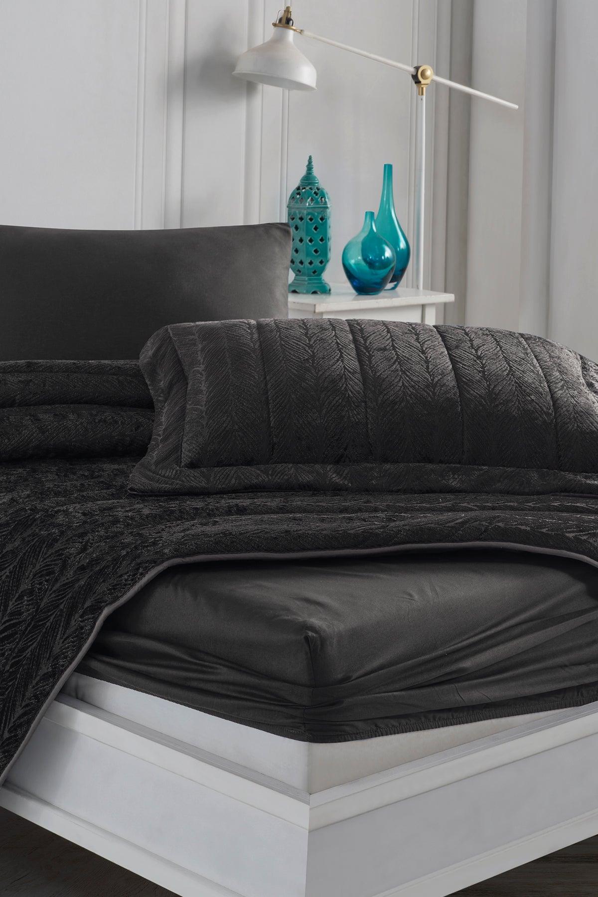 Velvet Kadife Comfort Set Modern Uyku Seti Tek Kişilik Antrasit 2 Parça - Elart Home