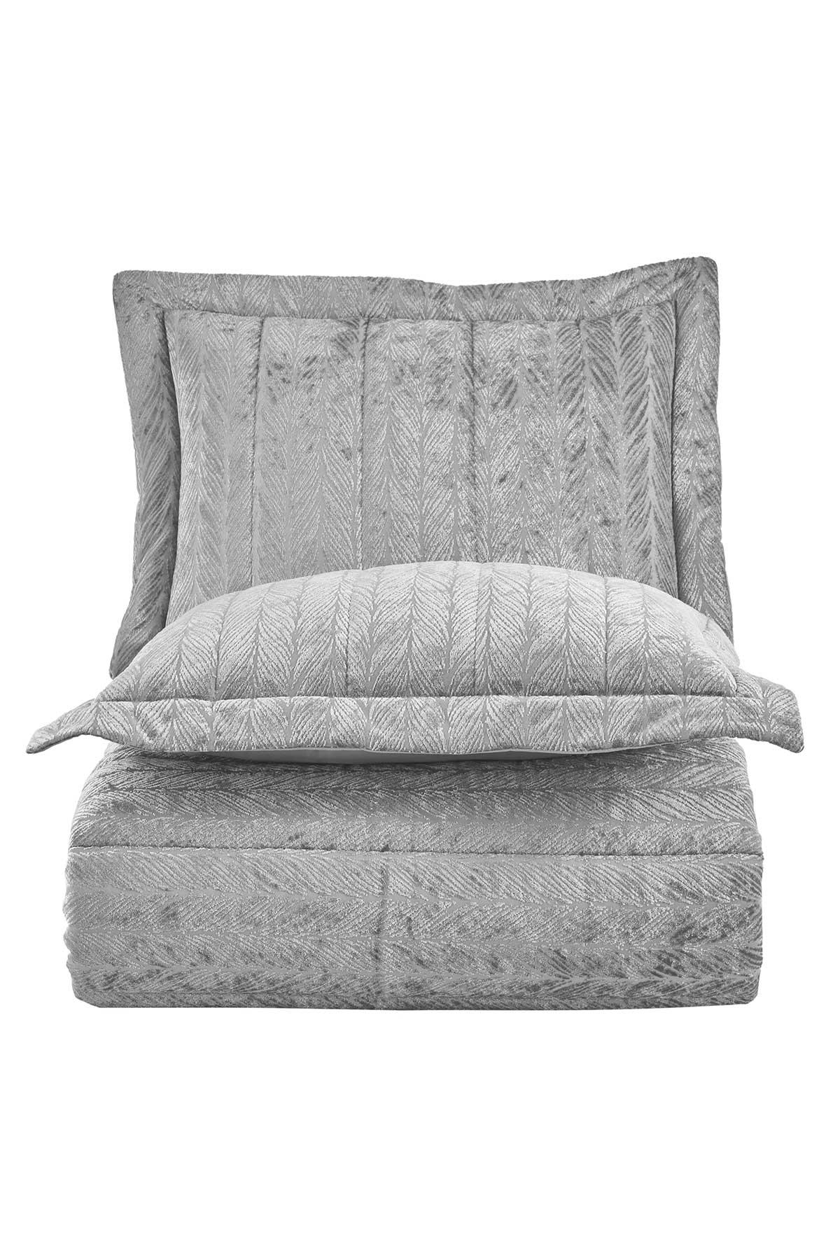 Velvet Kadife Comfort Set Modern Uyku Seti Tek Kişilik Gümüş 2 Parça - Elart Home
