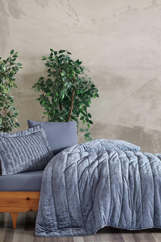 Velvet Kadife Comfort Set Modern Uyku Seti Tek Kişilik Mavi 2 Parça - Elart Home
