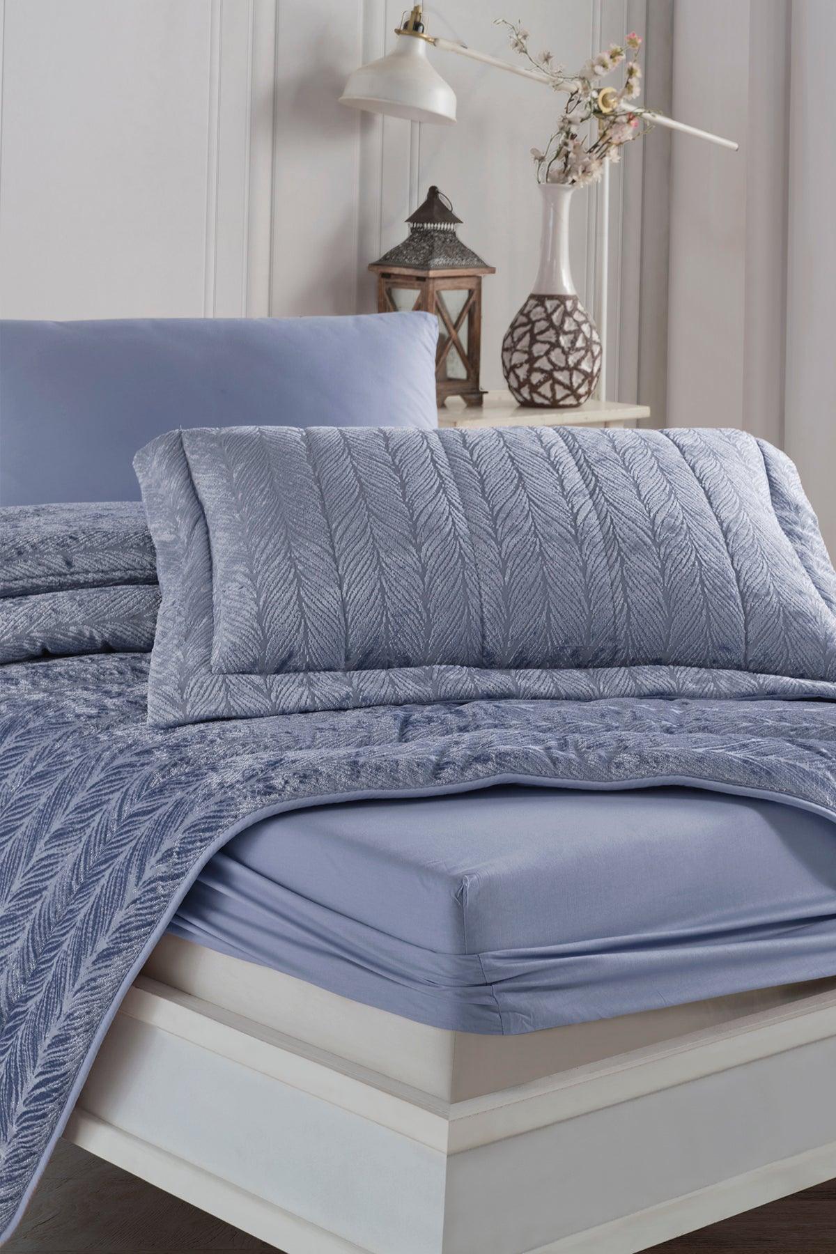 Velvet Kadife Comfort Set Modern Uyku Seti Tek Kişilik Mavi 2 Parça - Elart Home