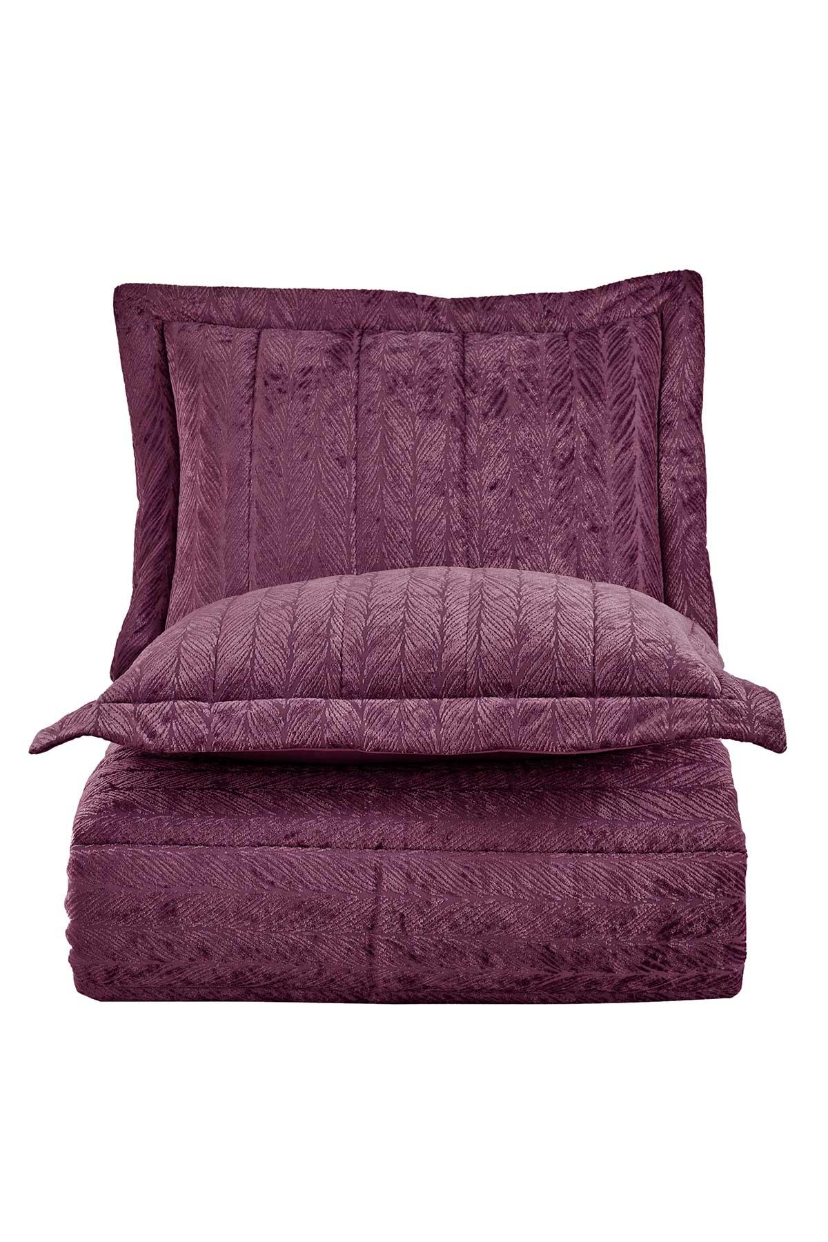 Velvet Kadife Comfort Set Modern Uyku Seti Tek Kişilik Mürdüm 2 Parça - Elart Home