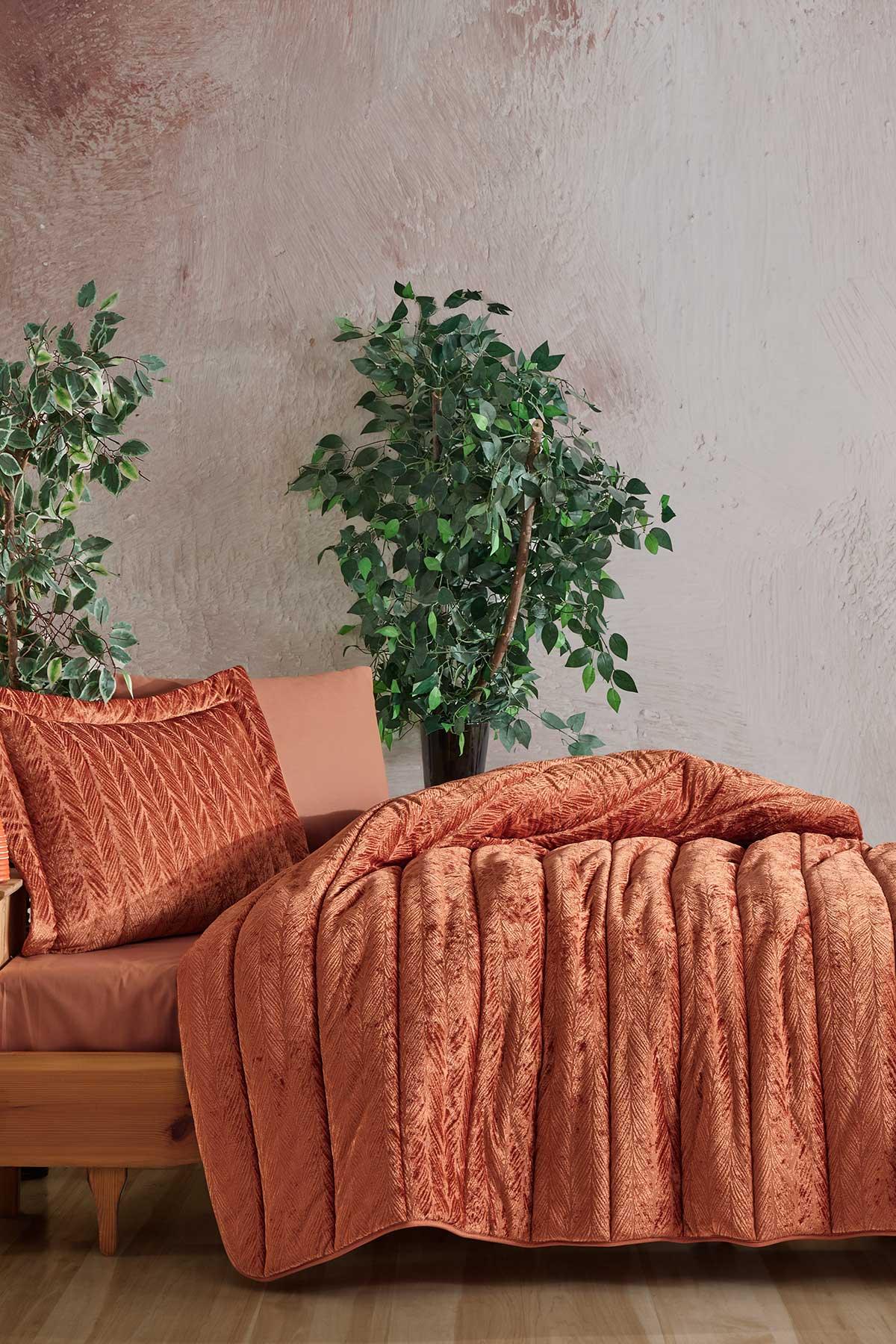 Velvet Kadife Comfort Set Modern Uyku Seti Tek Kişilik Tarçın 2 Parça - Elart Home