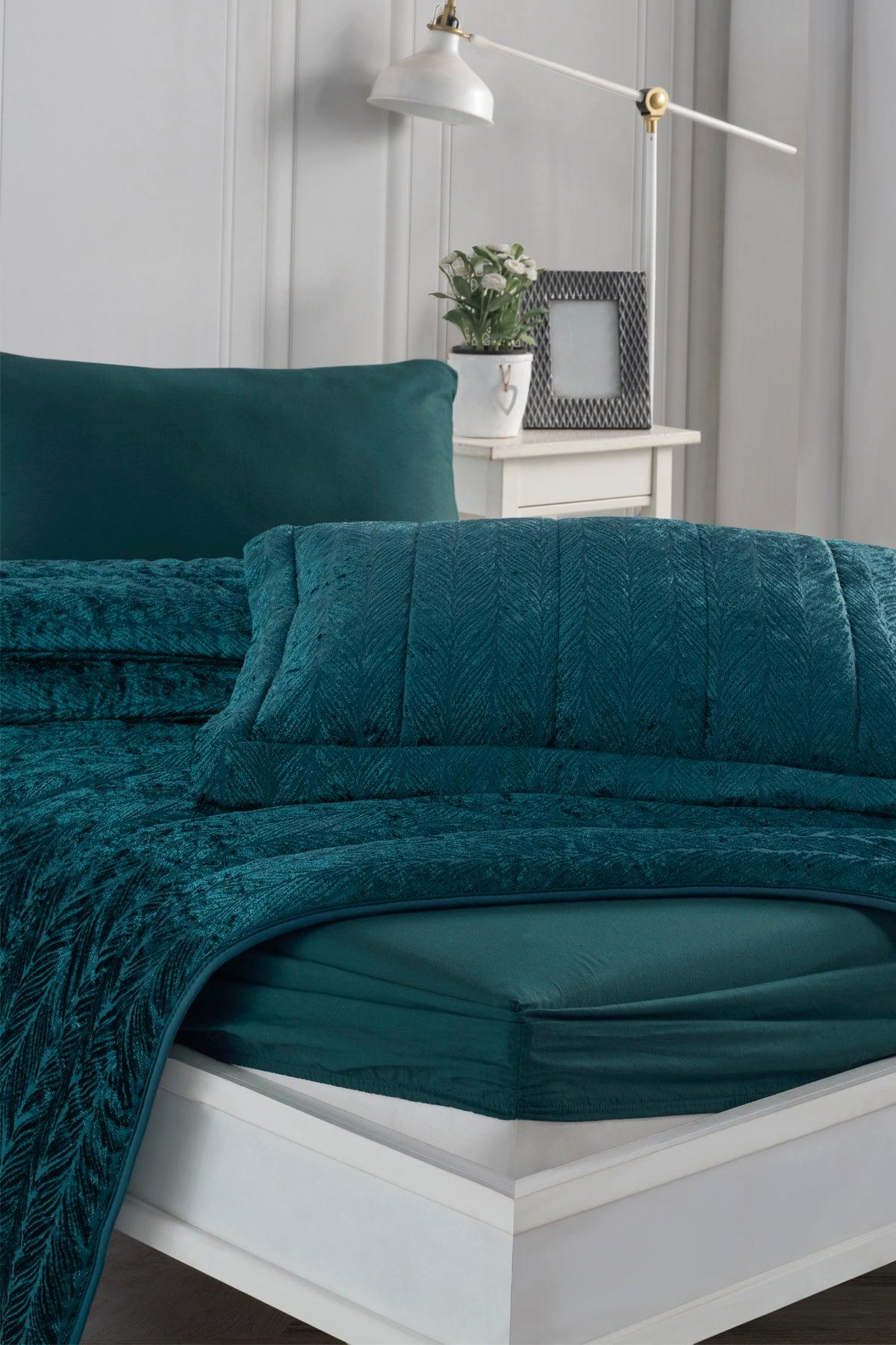 Velvet Kadife Comfort Set Modern Uyku Seti Tek Kişilik Zümrüt Yeşili 2 Parça - Elart Home