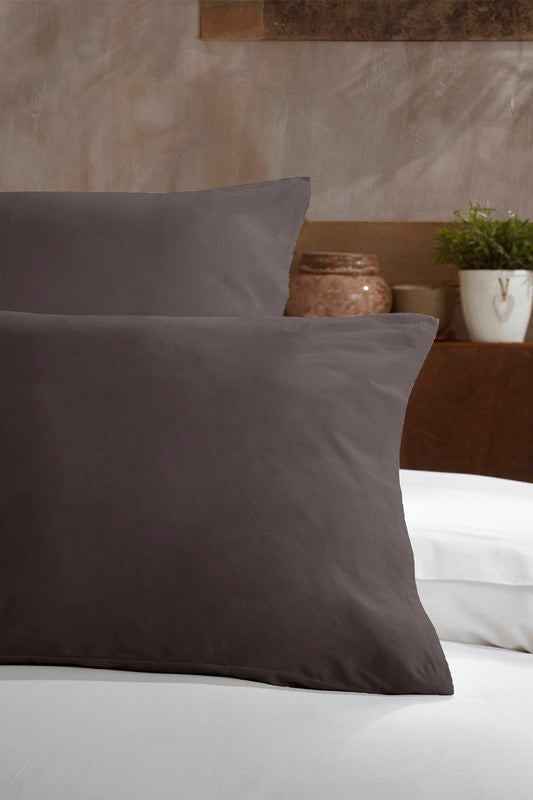 Ranforce Pamuk Yastık Kılıfı %100 Doğal Pamuk 2 Parça Antrasit - Elart Home