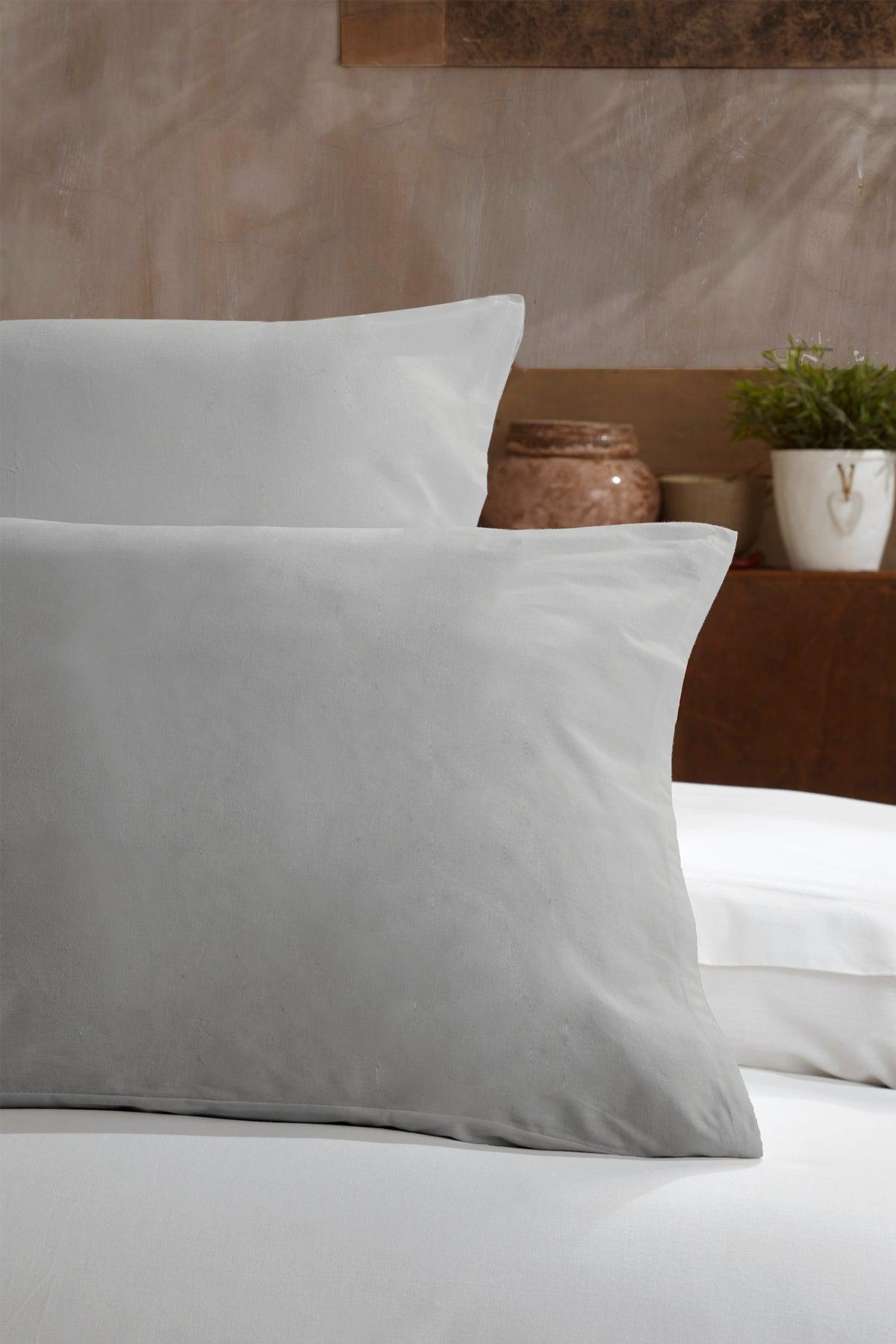 Ranforce Pamuk Yastık Kılıfı %100 Doğal Pamuk 2 Parça Gümüş - Elart Home