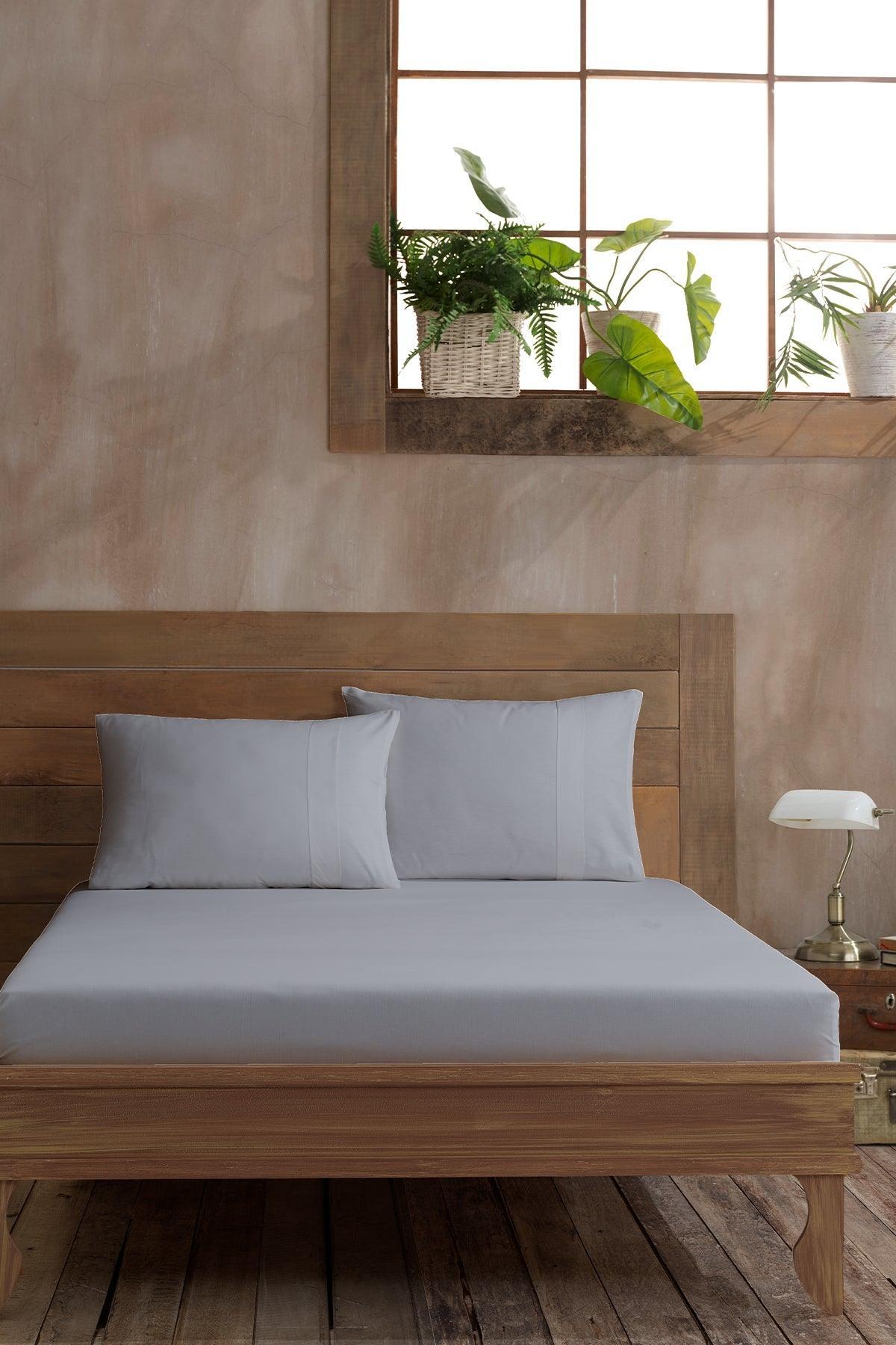Ranfors Pamuk Fitted Çift Kişilik Çarşaf 200x200cm Gri - Elart Home