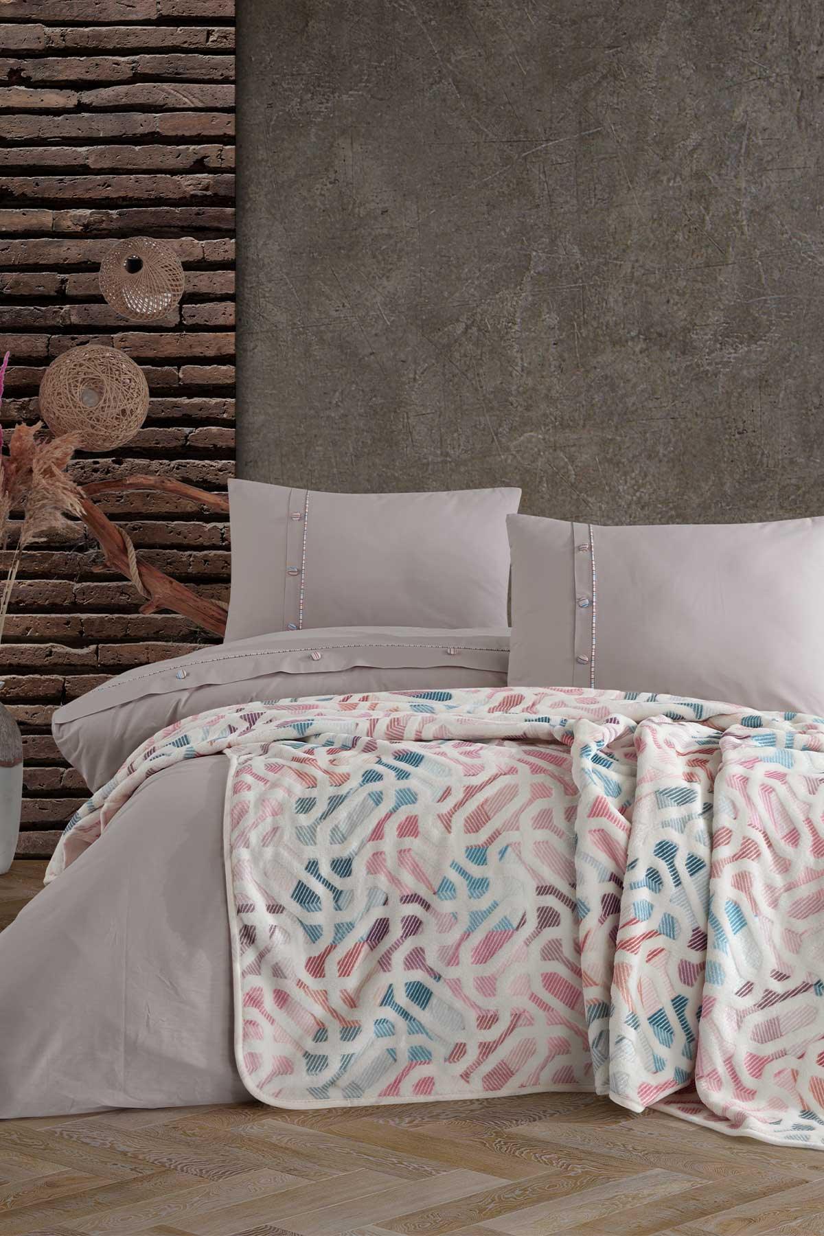 Pamuk Nevresimli Battaniye Seti 5 Parça Mila Ekru - Elart Home