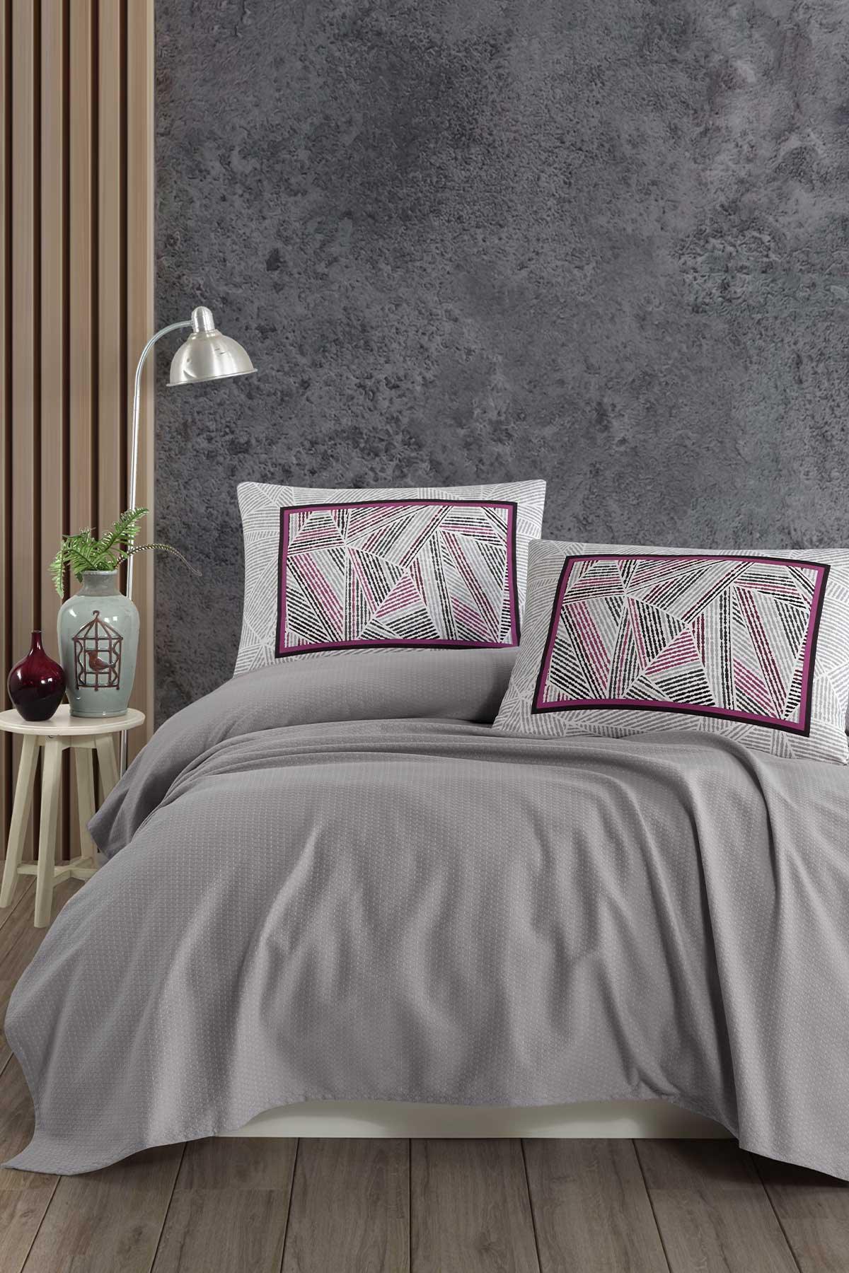 %100 Pamuk Pike Set Çift Kişilik 3 Parça Trio - Elart Home