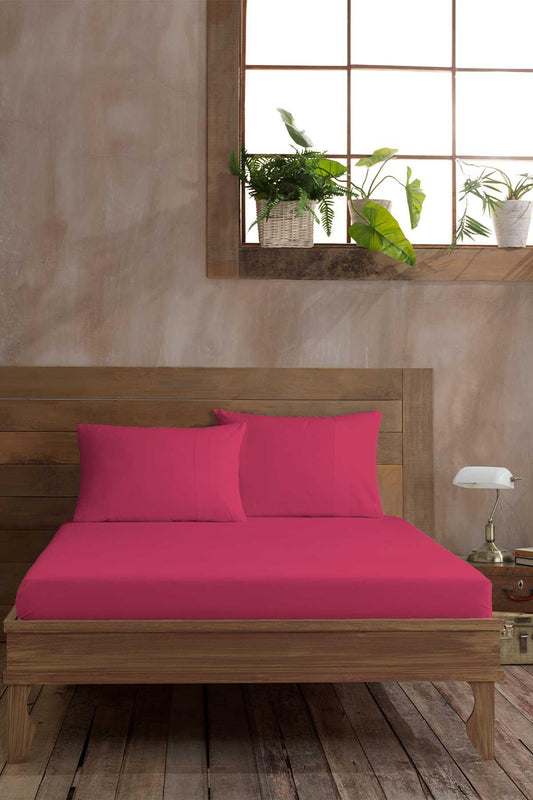 Ranforce Pamuk Fitted Çift Kişilik Çarşaf 160x200cm Pembe - Elart Home