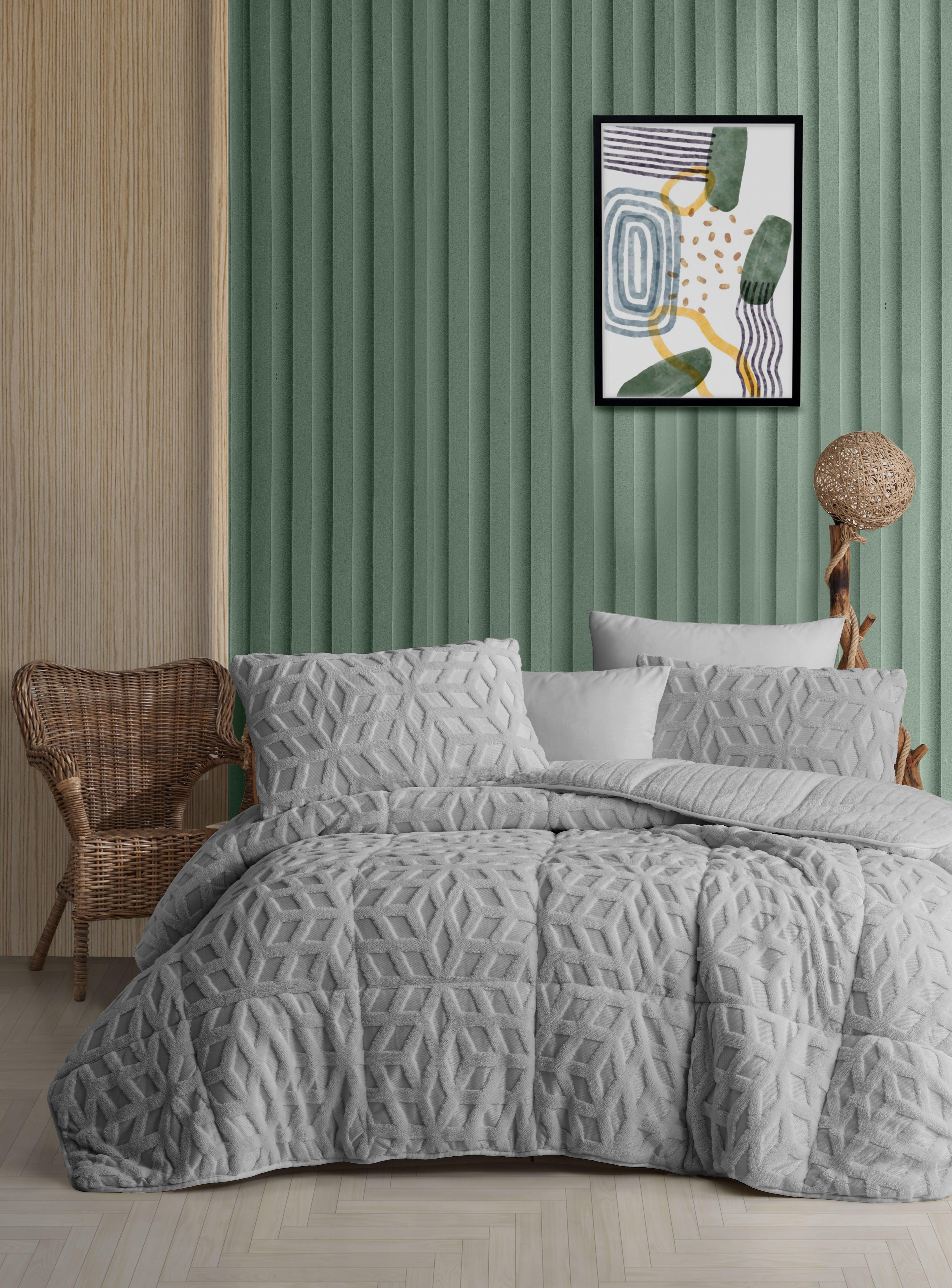 Soft Comfort Set Modern Uyku Seti Çift Kişilik Gri 3 Parça - Elart Home