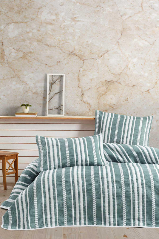 Yatak Örtüsü Lona Yeşil Çift Kişilik - Elart Home