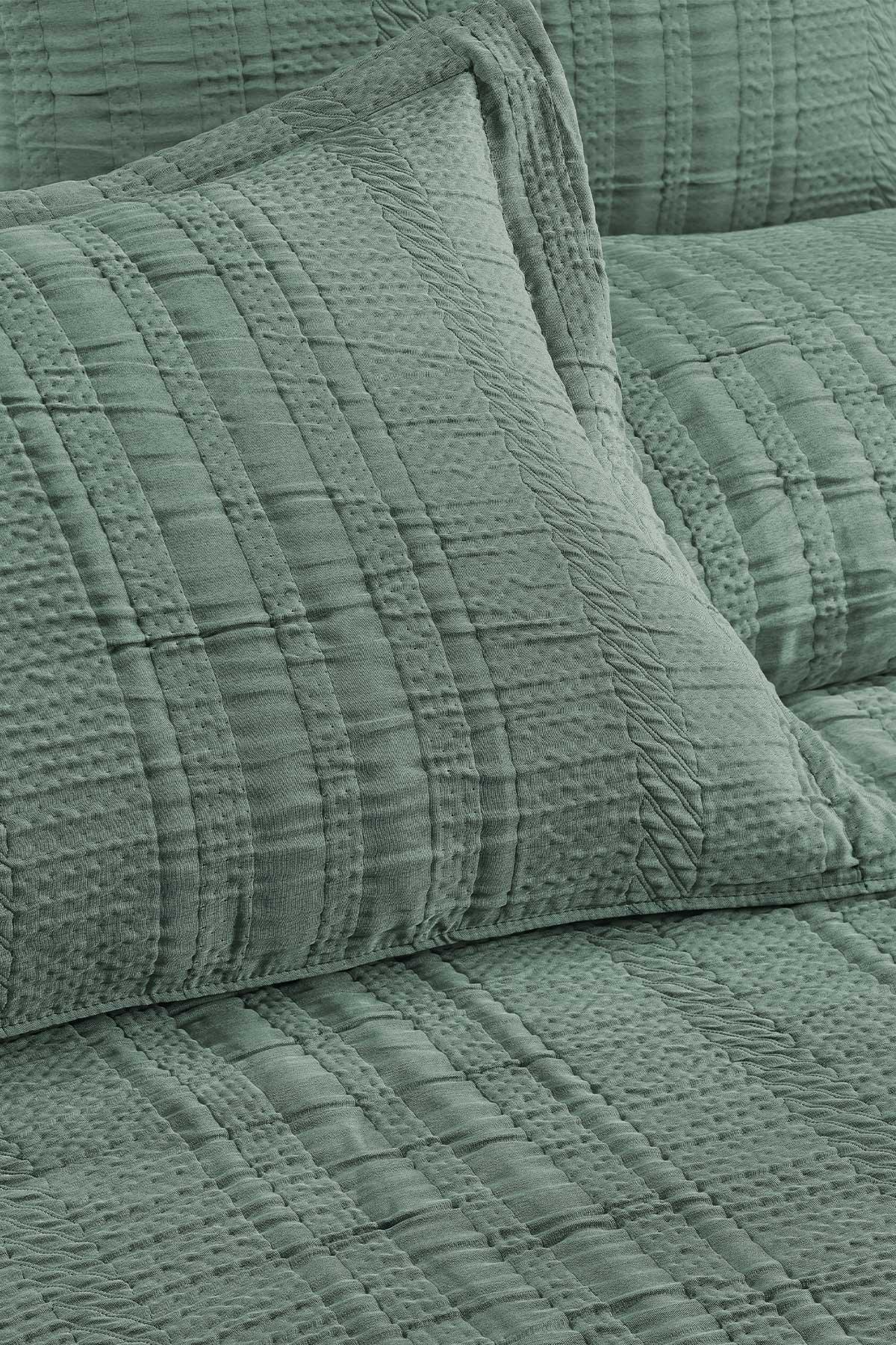 Yatak Örtüsü Takımı Çift Kişilik Matilda Haki Yeşil (220x240cm) - Elart Home