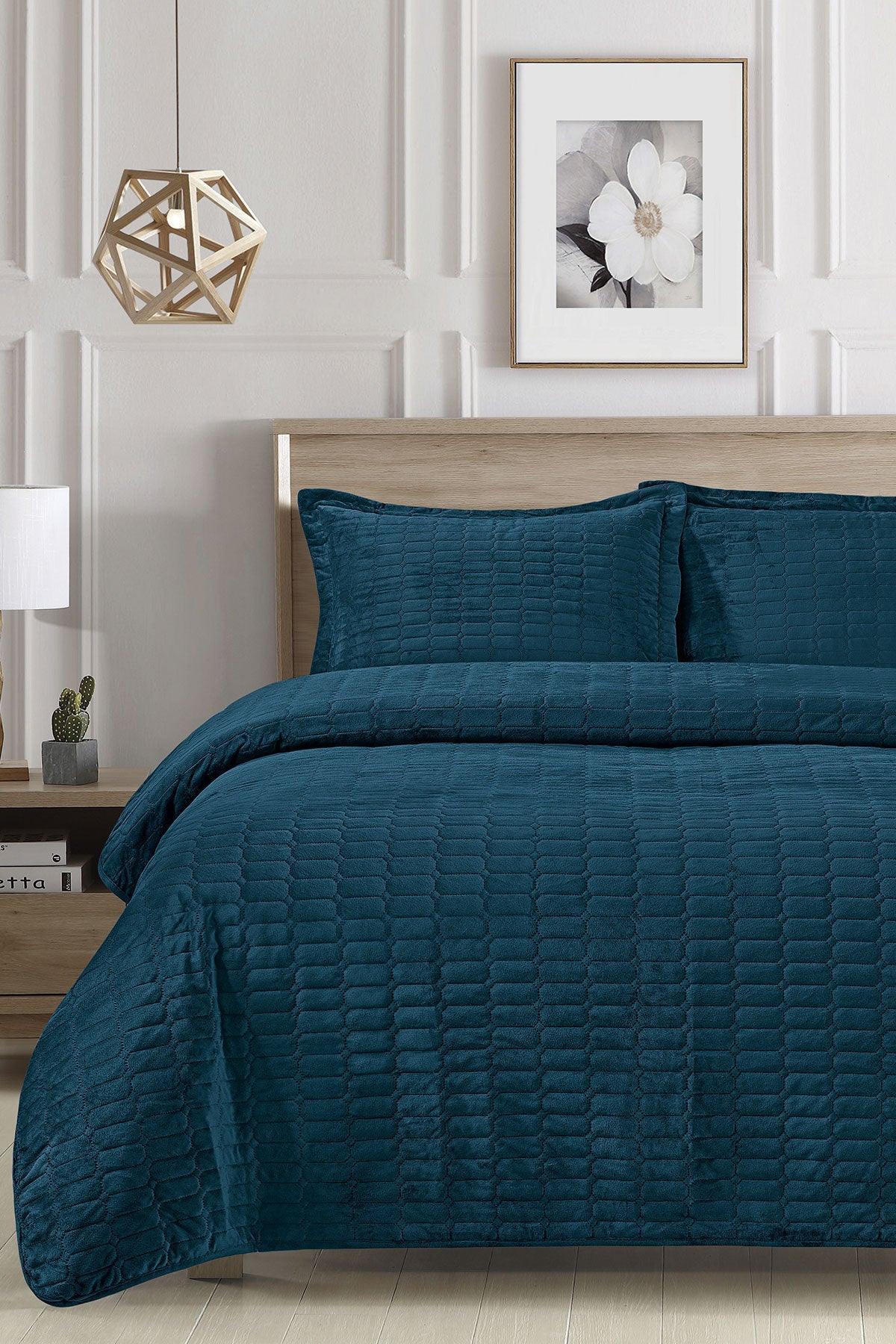 Yatak Örtüsü Tek Kişilik 2 Parça Belis Lacivert (190x240cm) - Elart Home